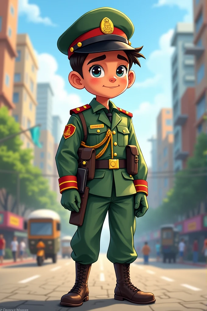 Make a bangladesh RAB dress cartoon picture age 20