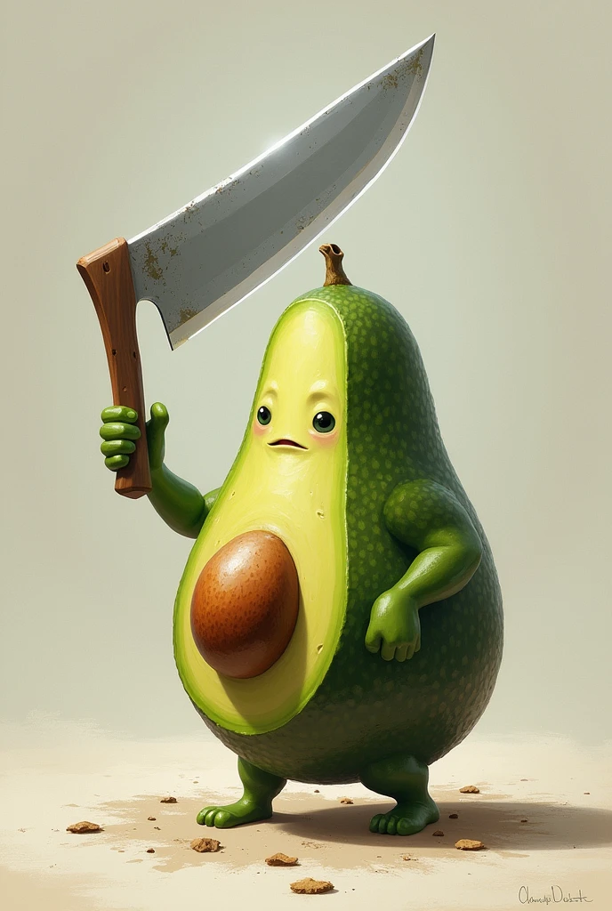 Avocado with a machete