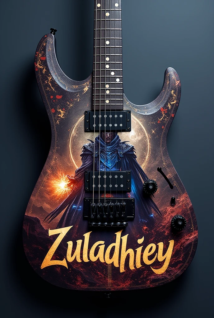 cool name writing *zuladhiey* di gitar electrik dengan gambar hero mage mobile legends