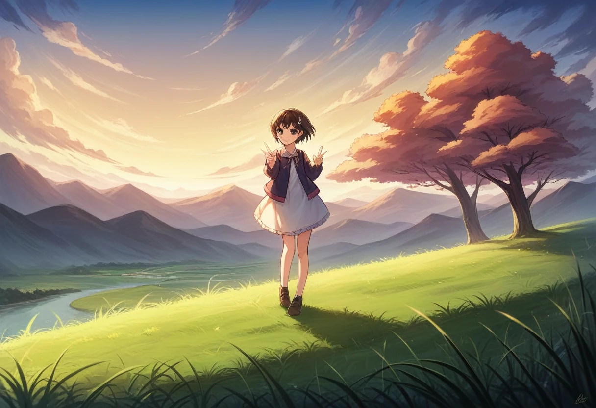 tall grass with a sunset in the background.Beautiful anime scene, Beautiful anime peace scenes, Makoto Shinkai Cyril Rolland, Beautiful anime scene, Awesome Wallpapers, Anime Art Wallpapers 8K, Anime Background, artistic Anime Background, anime wallpaper 4k, Anime Art 4K Wallpaper, Anime Wallpaper Art 4k,