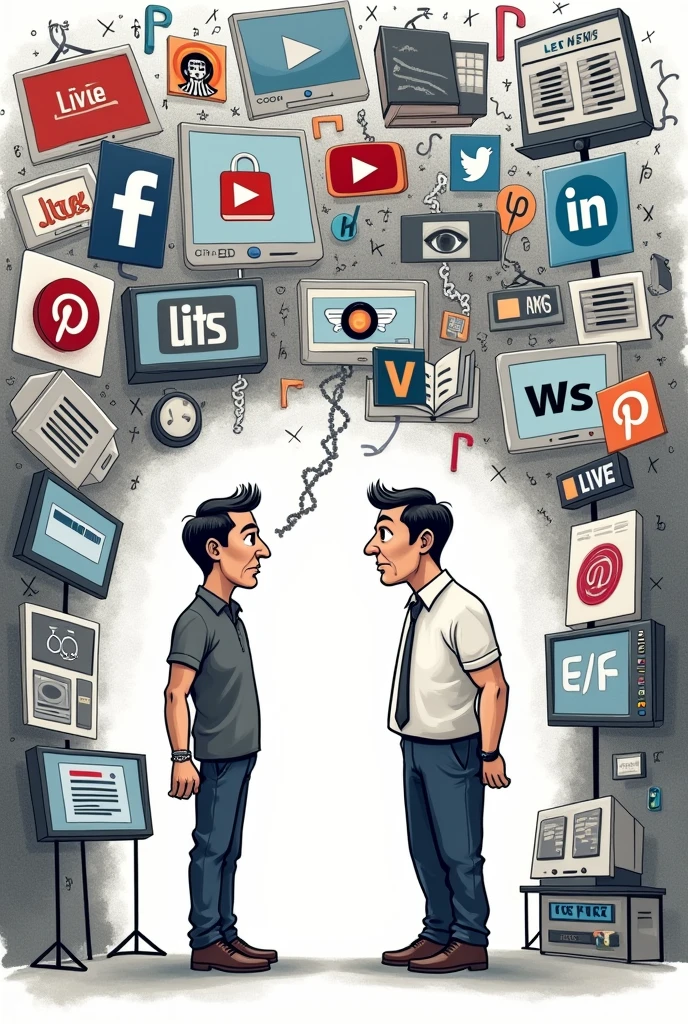 please generate an simple editorial cartoon about the importance of media and information literacy in the society