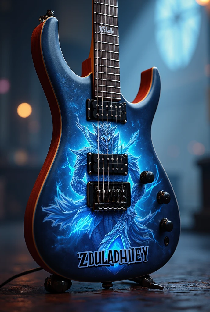 cool name writing *zuladhiey* di gitar electrik dengan gambar hero mage mobile legends