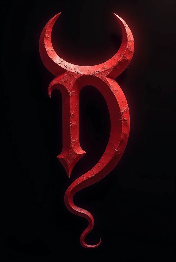 (logo design) evil logo, a striking red letter D, adorned with sharp, menacing demon horns, and a sinuous tail extending from the base, dynamic and bold, emphasizing a dark theme, glossy finish, high-resolution, creating an impression of malevolence and power.