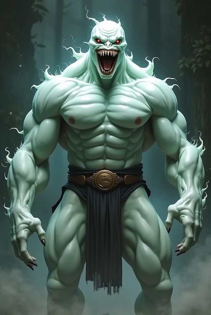 mortal kombat game,a character that is a muscular white slime monster