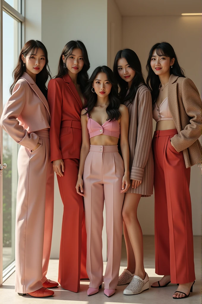 create a realistic 5 member kpop girl group image