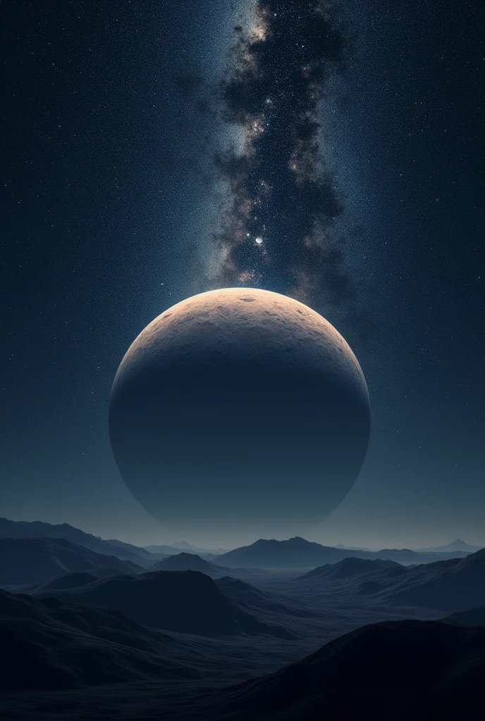 lonely planet with background of milky way star cluster, no clouds, no landscapes, vast sky,
