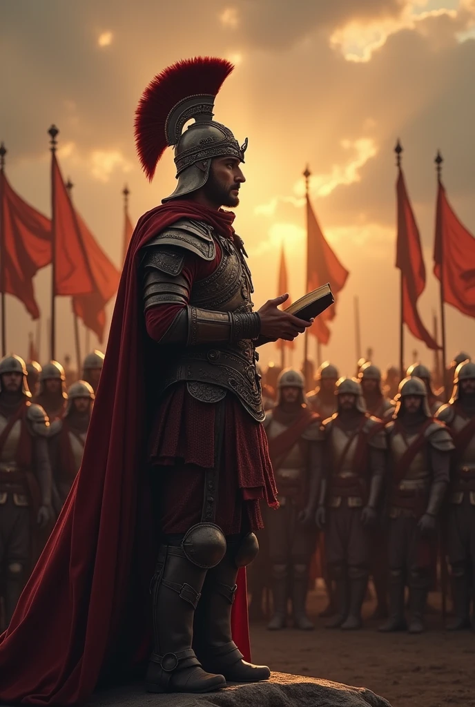 holy warrior warrior gives a speech to his soldiers