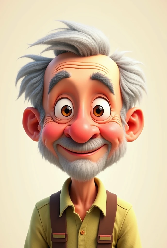 Cute short hair old man cartoon without background