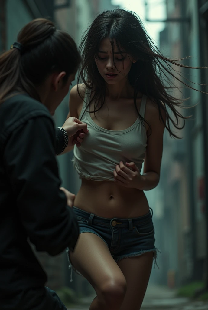 Girl being punched in the stomach