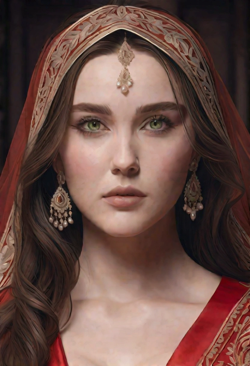 22 years old woman, with piercing green eyes, with wavy reddish brown hair. She is wearing red lingerie while kneeling on the floor.. She looks at him still with a look of shyness. On his face and back there are splashes of whitish liquids.
