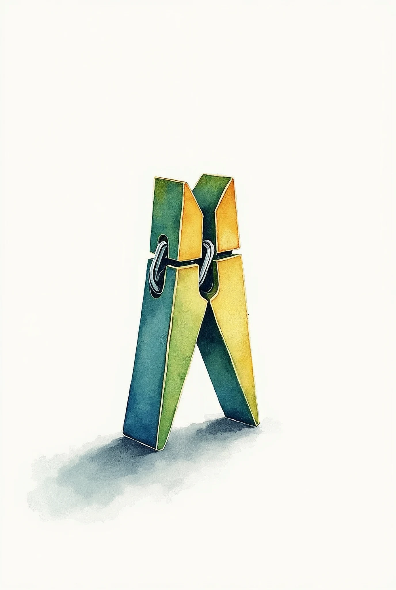 Watercolor style painting of a clothes peg