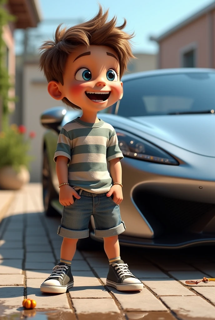 Give me photo a car and a boy