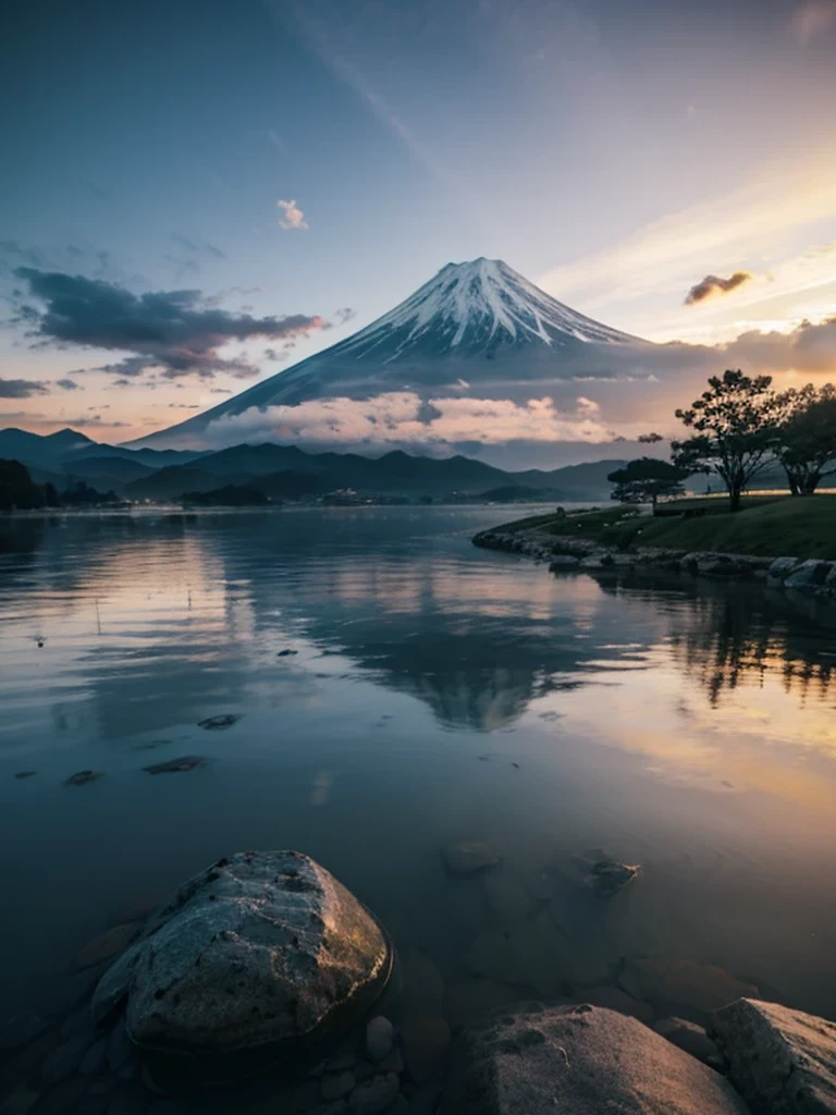 Mount Fuji depicted without cutting off the base