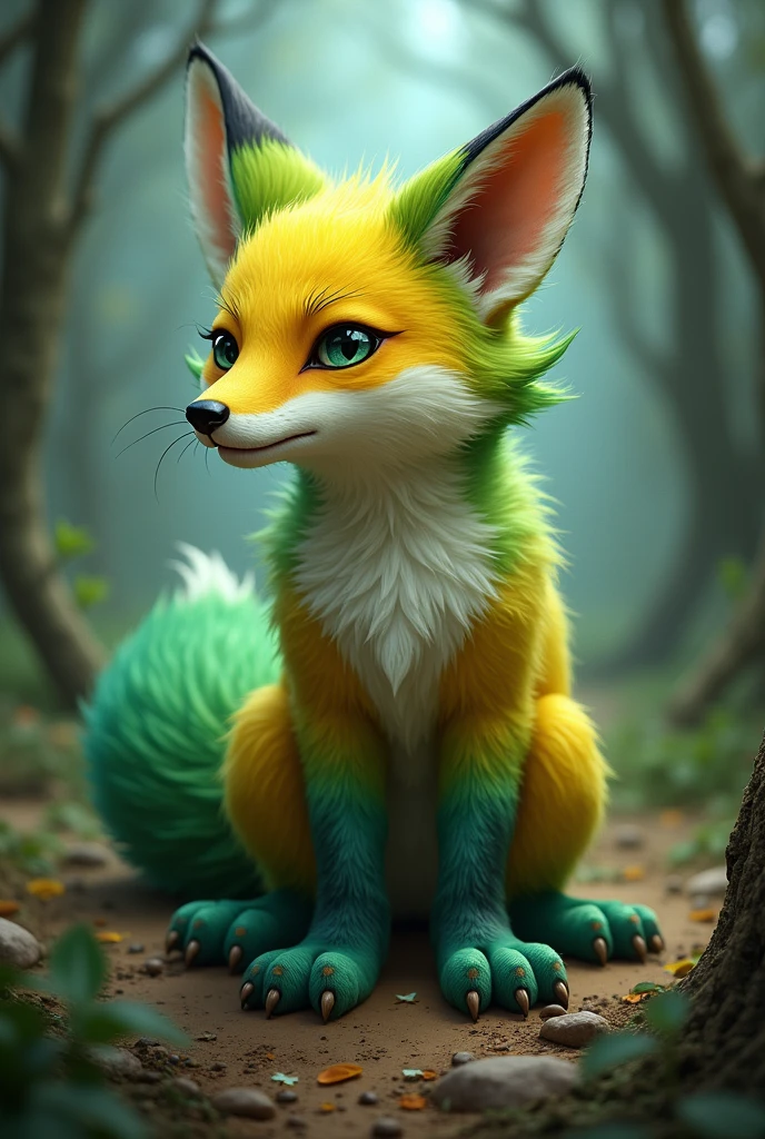 A 9-toed green and yellow fox rosnando