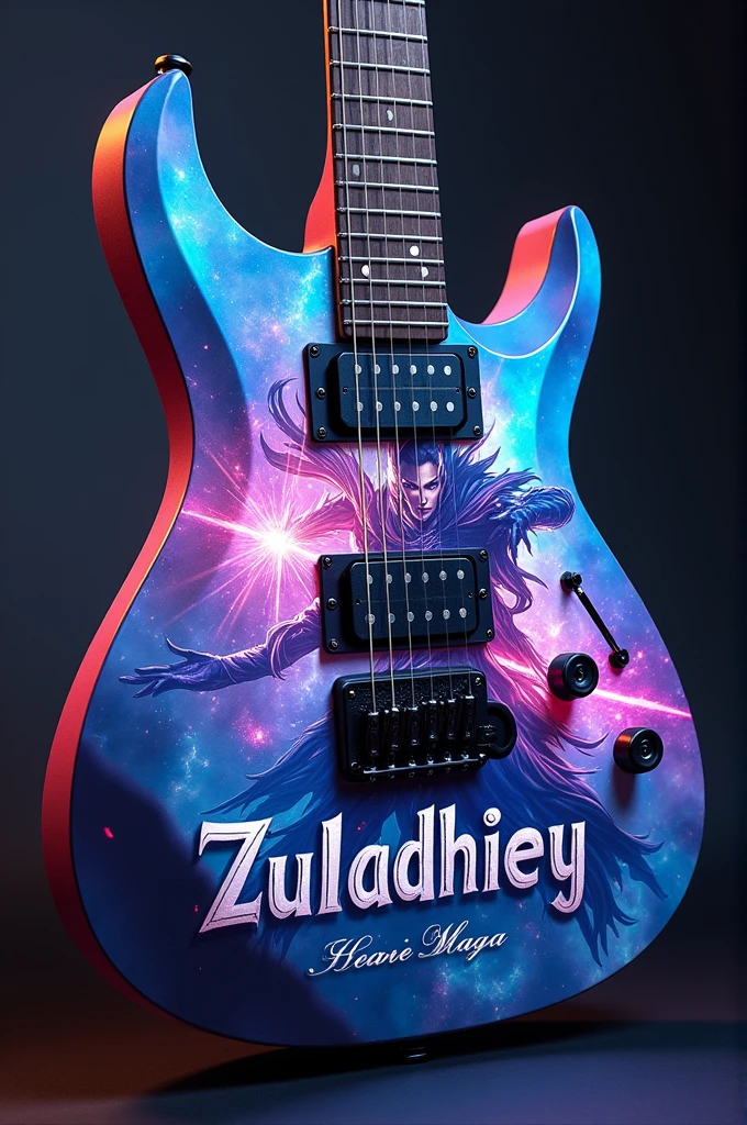 cool name writing *zuladhiey* di gitar electrik dengan gambar hero mage mobile legends