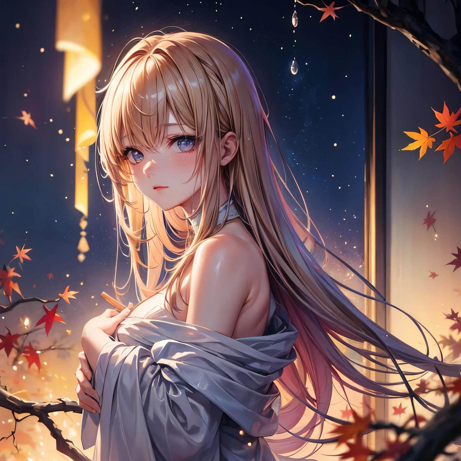 1 Girl, A painting by mse,a woman by agnes cecile, Luminous design, Soft colors, Ink drops, Autumn Lights