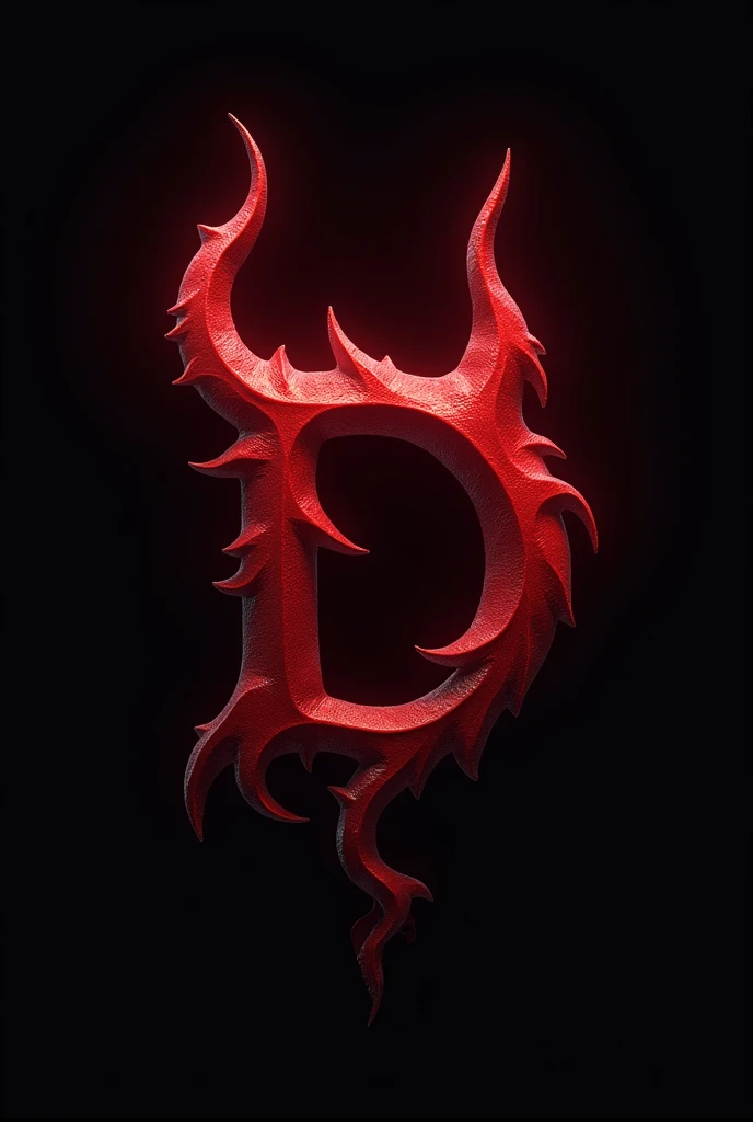 (logo design) evil logo, a striking red letter D, adorned with sharp, menacing demon horns, and a sinuous tail extending from the base, dynamic and bold, emphasizing a dark theme, glossy finish, high-resolution, creating an impression of malevolence and power.