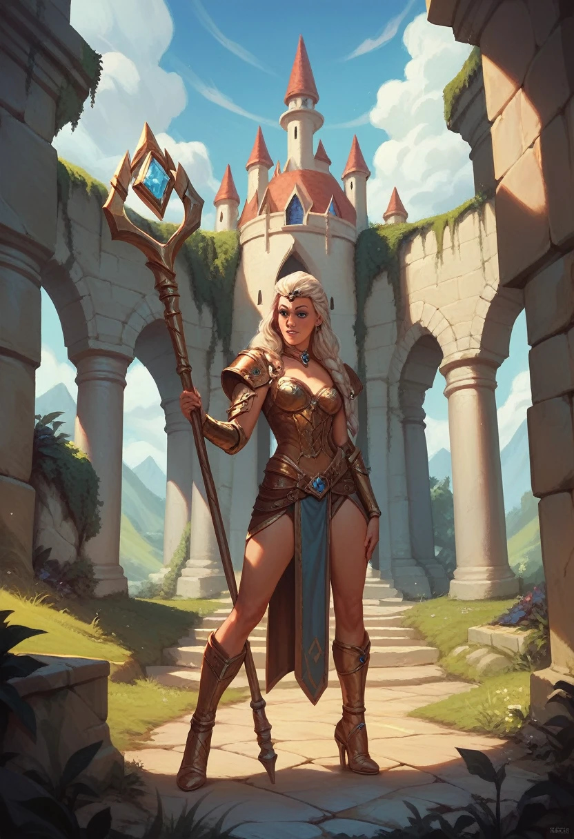  mage woman tall   crystal staff rpg game  erotic  stone castle  fun