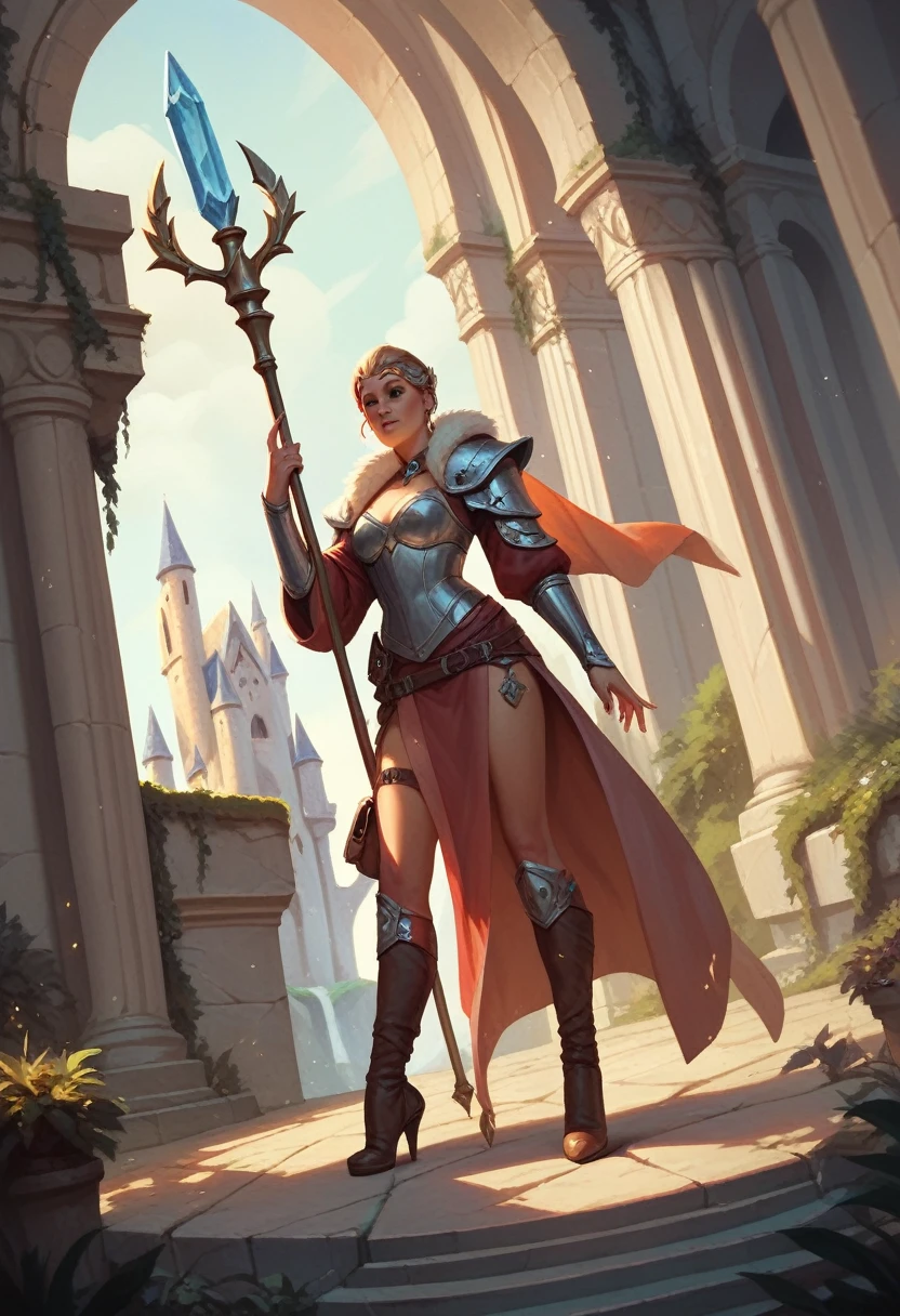 mage woman tall crystal staff rpg game erotic stone castle fun