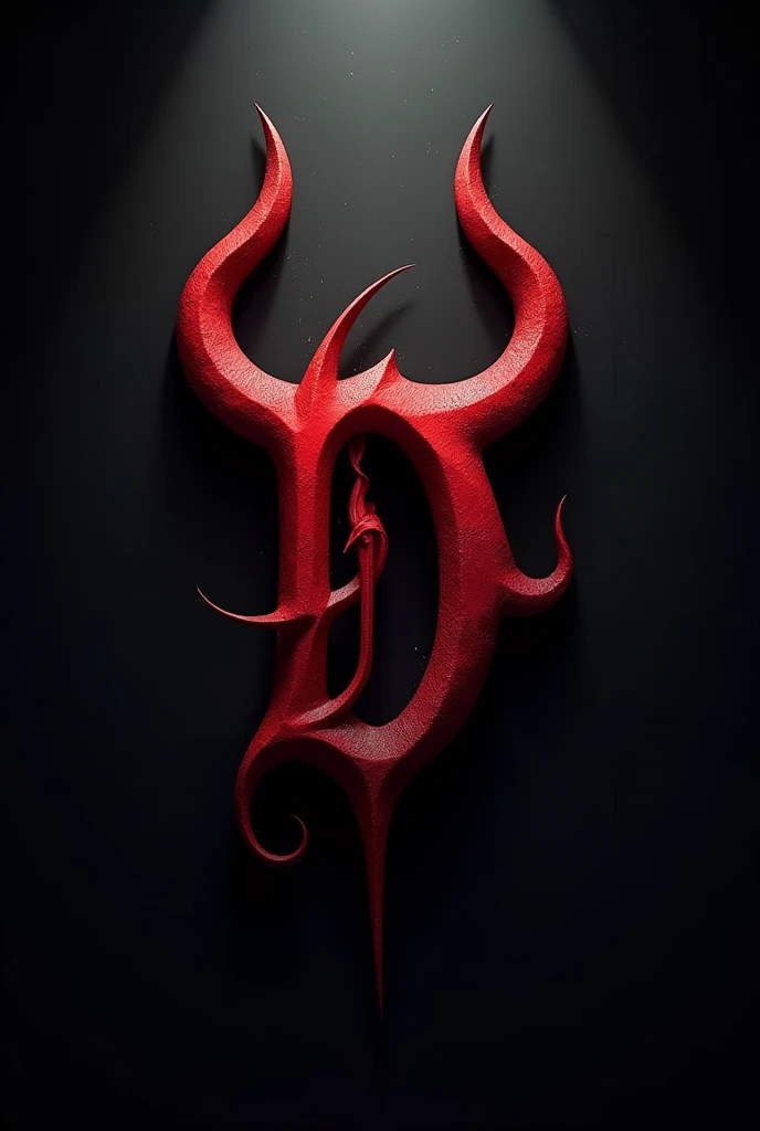 (logo design) evil logo, a striking red letter D, adorned with sharp, menacing demon horns, and a sinuous tail extending from the base, dynamic and bold, emphasizing a dark theme, glossy finish, high-resolution, creating an impression of malevolence and power.