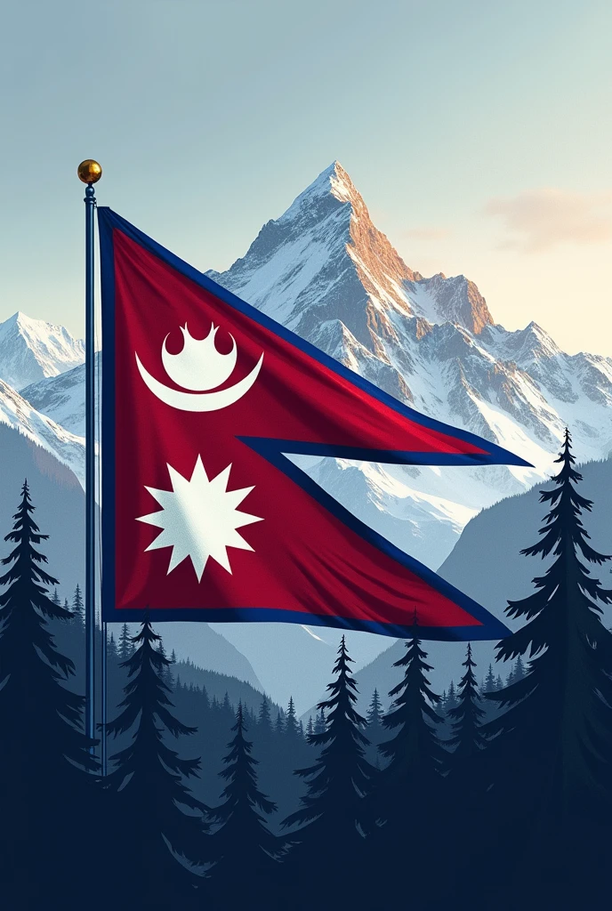 RGB Nepal flag in down written Hunter