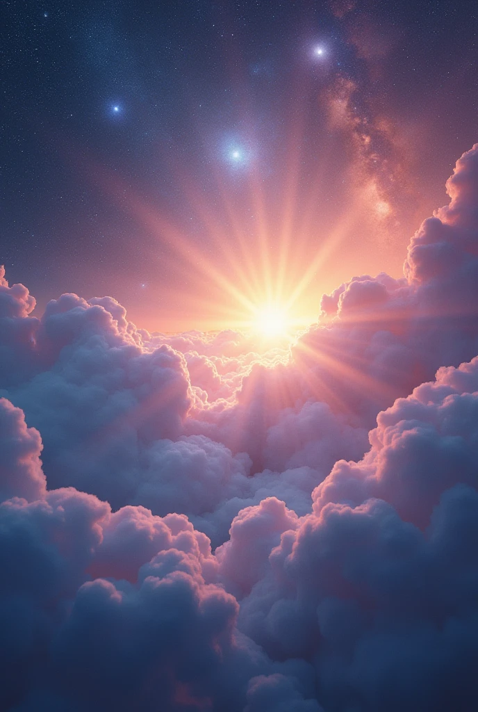 Album cover art featuring the title ‘Amor Divina’ by Marcelo Semedo. The image captures a sense of softness and tranquility with a cosmic background, stars, and nebulas representing the vastness of the universe. The overall tone is gentle, ethereal, and mystical, with a subtle gradient of colors that evokes deep emotions and divine connection.