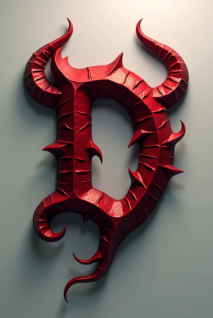 (logo design) evil logo, a striking red letter D, adorned with sharp, menacing demon horns, and a sinuous tail extending from the base, dynamic and bold, emphasizing a dark theme, glossy finish, high-resolution, creating an impression of malevolence and power.
