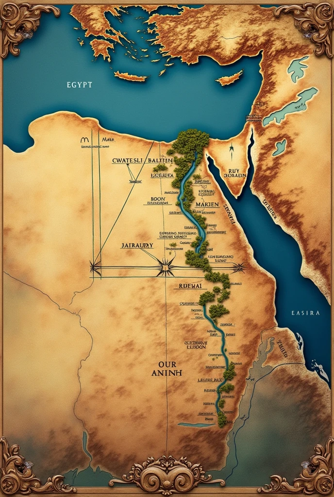 The map of Egypt after being conquered by Alexander the Great of Alexandria