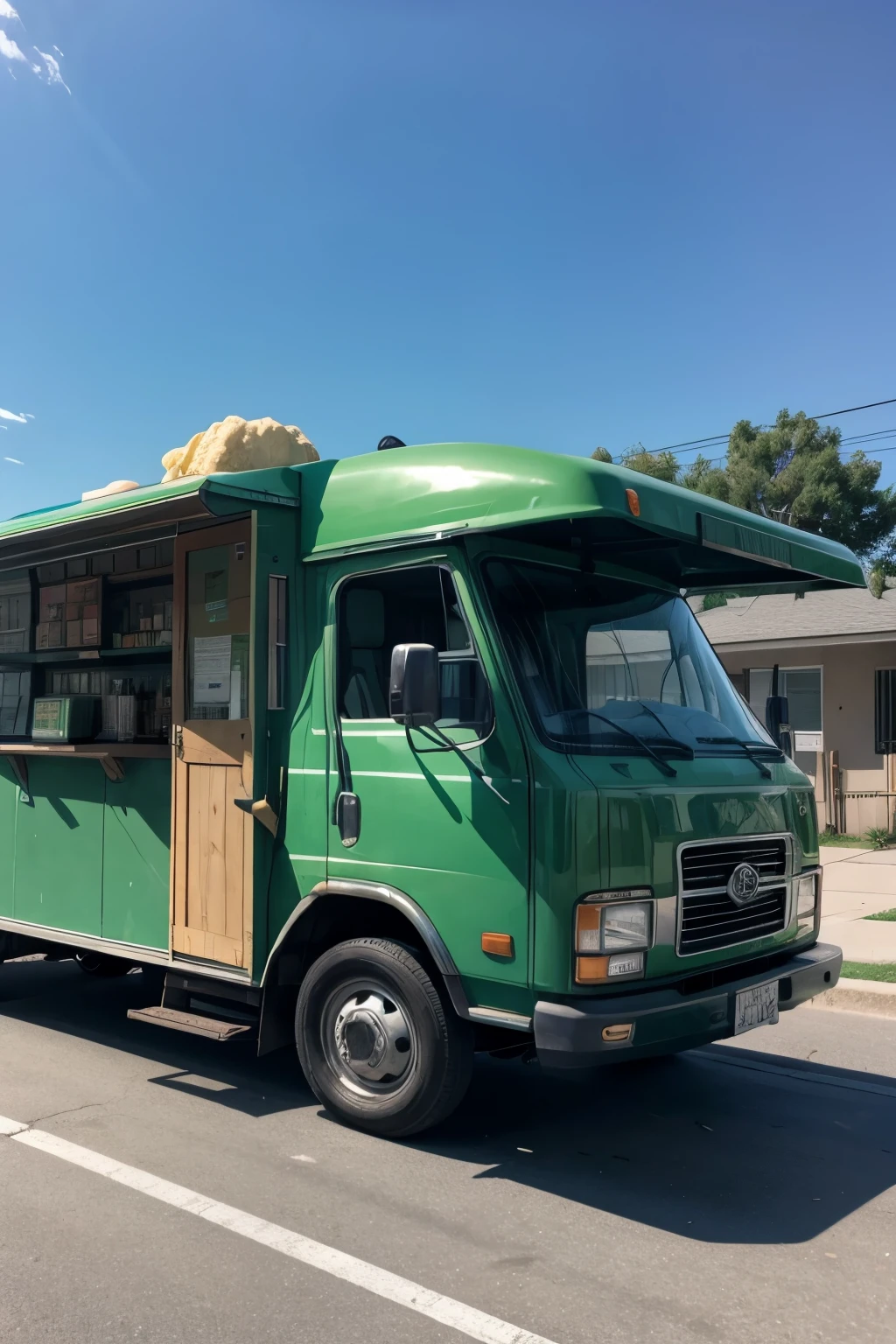 green magician chasing an ice cream truck