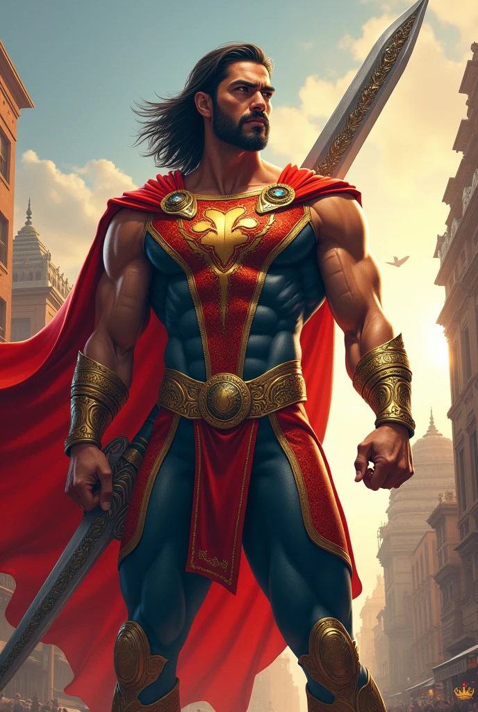 Create Indian superhero costume with sword