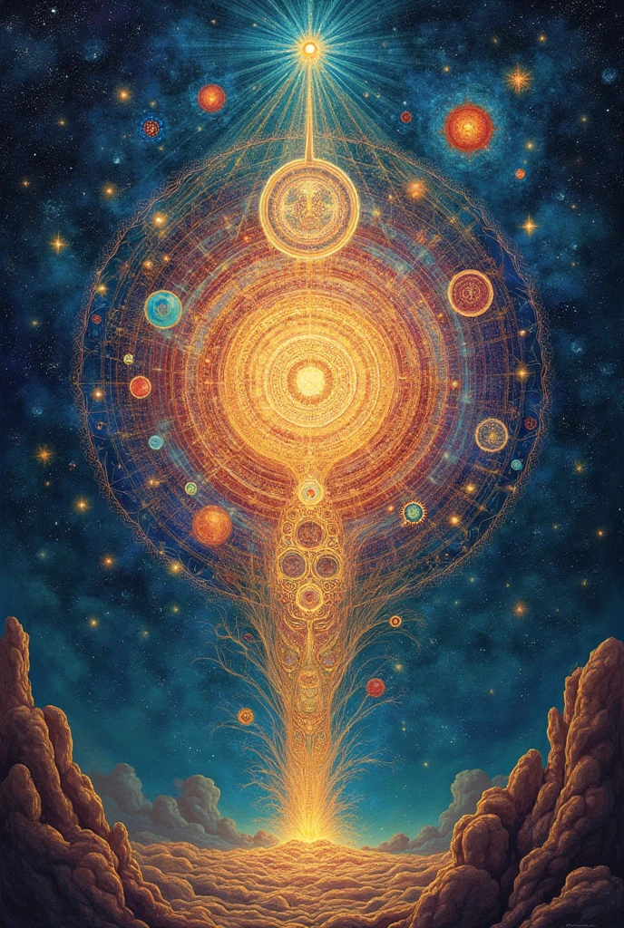Create me a drawing of the Higgs boson in the style of Alex Grey