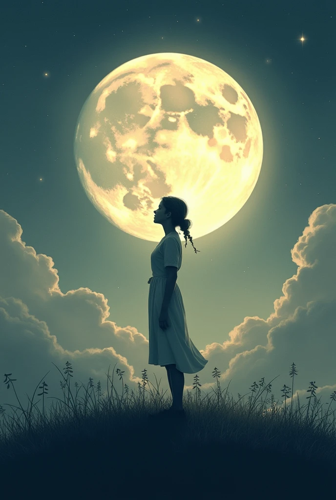 Make a poster drawing on topic touching the heart while touching the moon
