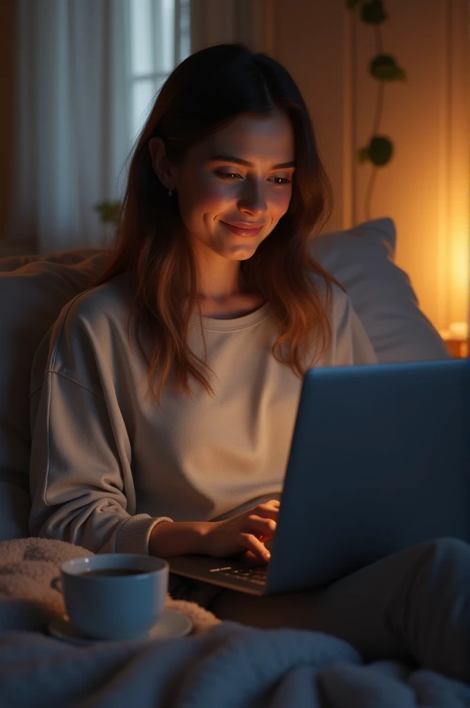 A woman watching Netflix on her laptop 