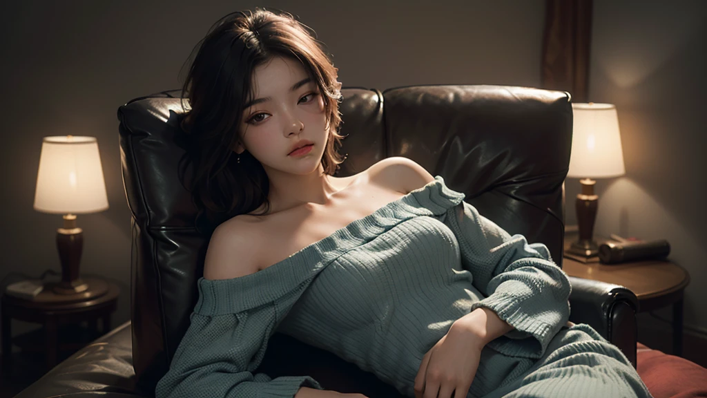 1 girl, Highest quality, masterpiece, Ultra-high resolution, (Realistic:1.4), RAW Photos, One girl, Beautiful off-the-shoulder dresses, Cinema Lighting, bust, Half Body Shot, Sleep