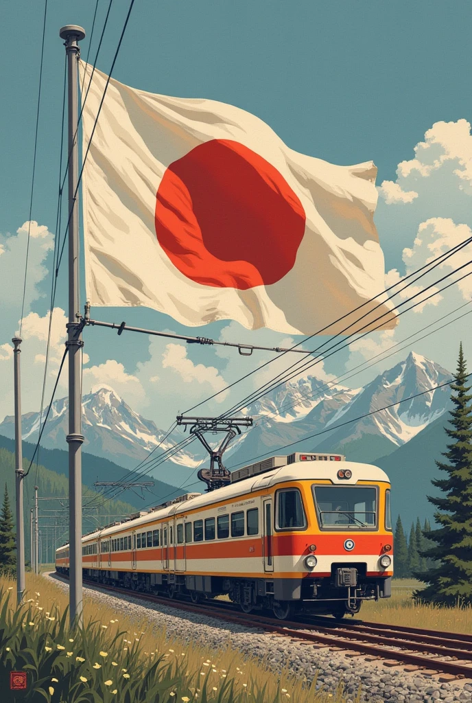 Making the flag of Nippon Central Electric Railway Co., Ltd.