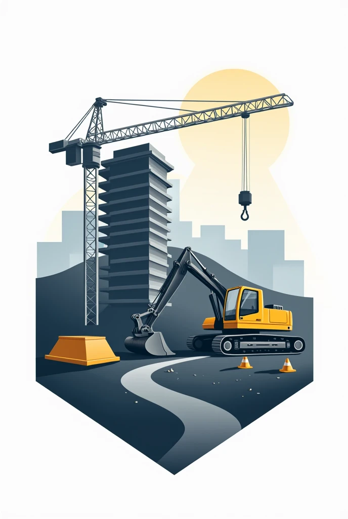 I imagine a logo with a construction machine building a building next to a slope with colors like gray, blue and black