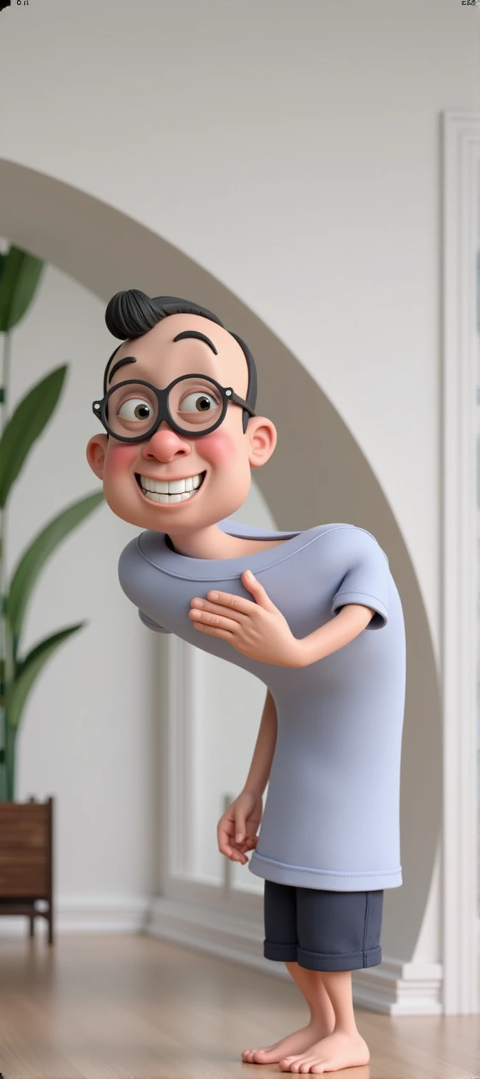 Cartoon character of a man with black glasses and a blue shirt, animation character, Caractere estilizado, animation style rendering, 3D estilizado, Arnold Maya render, 3 d render stylized, toon render keyshot, Personagem 3D, Personagem 3D, 3d rendering stylized, 3 d character render, personagem de desenho animado, Personagem de close up, Pose de personagem, (Estilo Pixar) (master part:1.2) (Bokeh) (best quality) (pele detalhada) (textura detalhada) (8k) (argila) (Cinematic lighting) (foco nítido