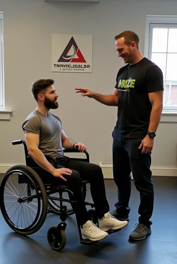 Have a weight training coach do a physical assessment on a wheelchair user.