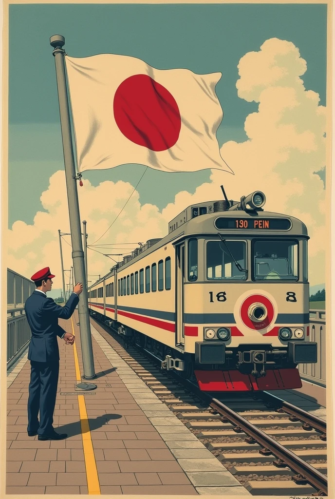Making the flag of Nippon Central Electric Railway Co., Ltd.