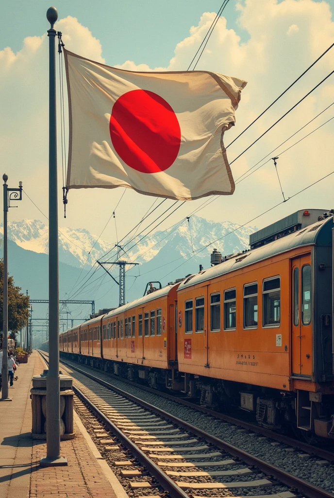 Making the flag of Nippon Central Electric Railway Co., Ltd.