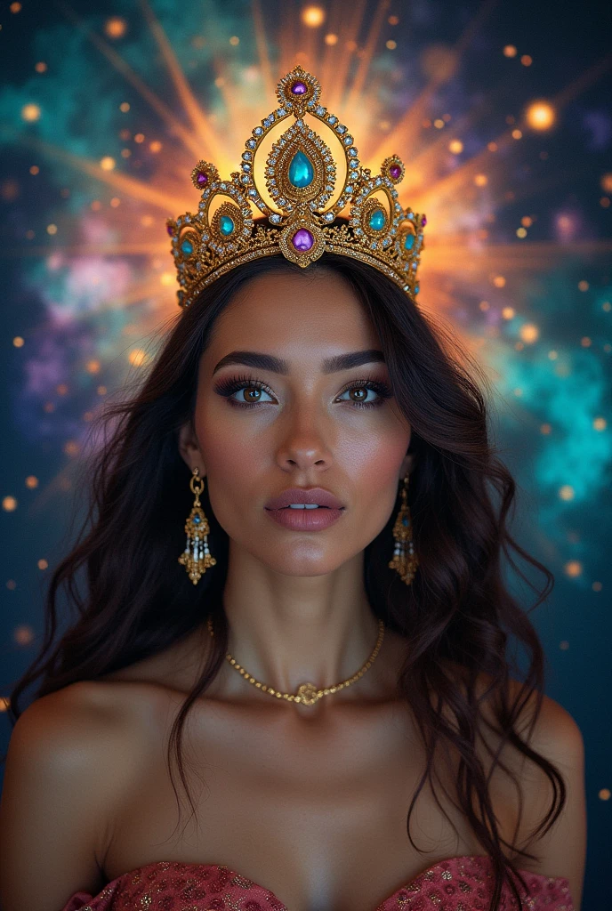 The cosmic queen wearing a beautiful crown.