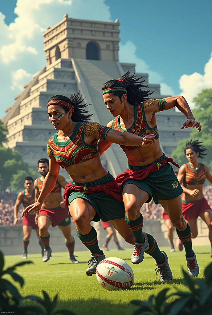 Mexican rugby team but its players are Mayans or Aztecs
