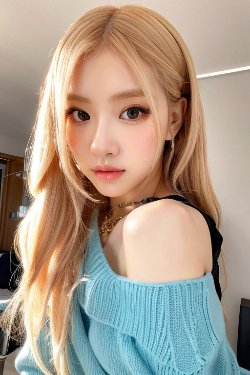 Best quality, 8k, Masterpiece )),   1girl,   beautiful woman with emphasis on slender abs  (long blonde hair),   ultra-detailed face,   highly detailed lips,    detailed eyes,   long eyelashes,    make-up face
full body image,selfie,NSFW