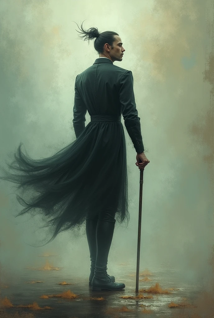 Create a cover for this book Guddomelig was his name, difficult name, different name, strange name, but the only thing he had left of his mother besides his own reflection in the mirror .
Your mother was a good dancer, good dancer wants to be Guddomelig.
Guddomelig finds his father's cane, your father's cane meets your dancer's body.
Even with everything, Guddomelig is a dancer, in his pain he is a dancer .
in his joy he is a dancer.
in his anguish he is a dancer.
in his soul he is a dancer.