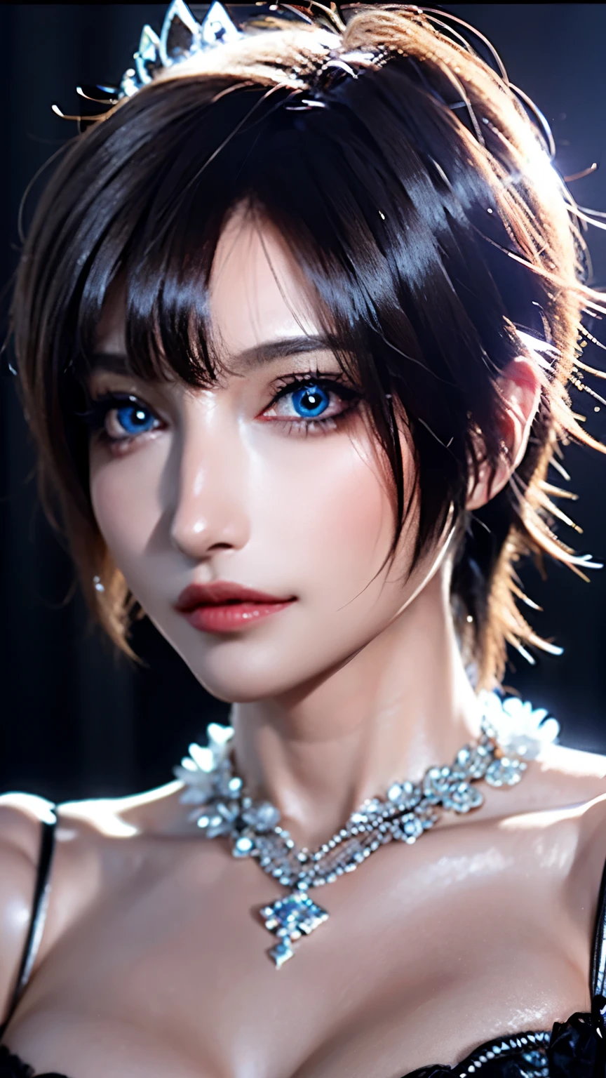Game Art,Best image quality,Maximum resolution,8K,(A half-length photo),(portrait),(Head close-up),(Rule of Thirds),Unreal Engine 5 rendering works,20 year old girl,((Queen)),The eyes are very detailed,(Large Breasts),Elegant and noble,Light,Light line tracing,Game CG,((3D Unreal Engine)),OC rendering reflection mode,4K,Ultra-clear,sensuous,Translucent lace,Fair and plump figure,Pretty Face,Light Gel Coat,The Queen in a luxurious dress,Crystal Gem Crown,Necklace jewelry,blue eyes,Black tattoo(whole body),The tattoo is very three-dimensional,Gorgeous and intricate tattoo designs,Ultra-clear portrait,Sexy body,Templars,Diamond Clothes