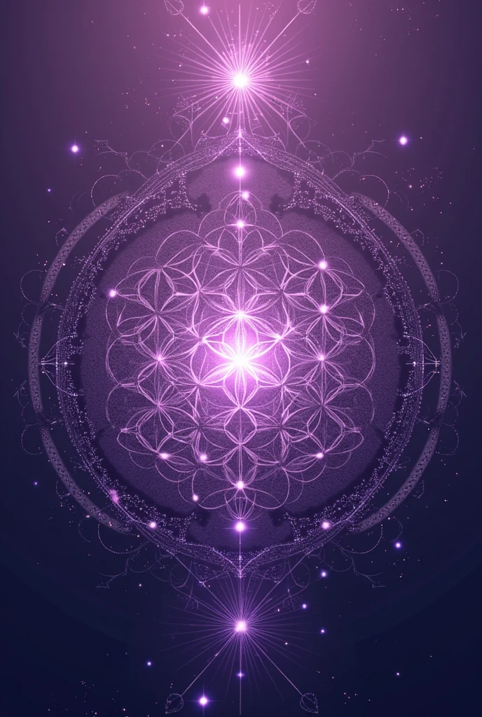 I want a drawing of a mandala style flower of life background in purple and believe me the time of life