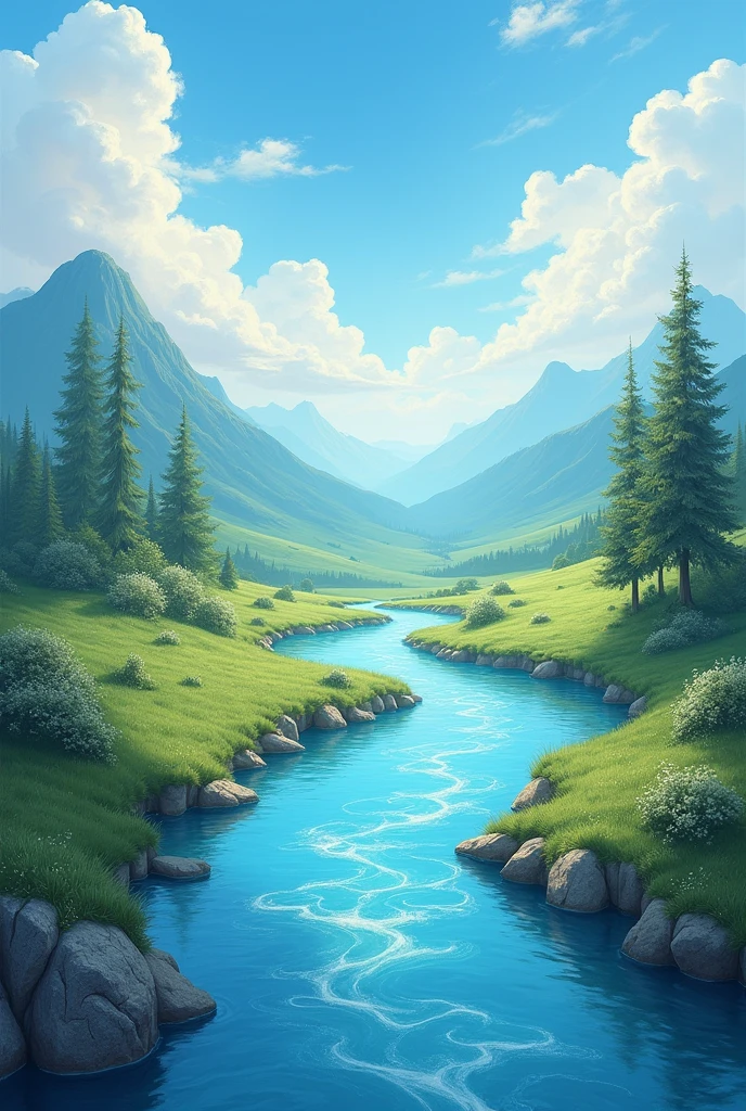 (magical pretty sky blue stream overlay scene), (sky), (clouds), soft lighting, clean background, beautiful sky scenery, masterpiece, high quality, beautiful graphics, high detail,painted by Thomas Kincaid, artstation, sharp focus, inspiring 8k wallpaper,