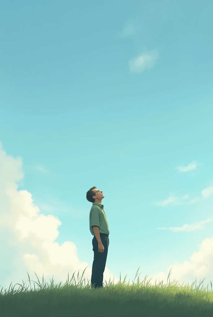 An man looking towards the sky