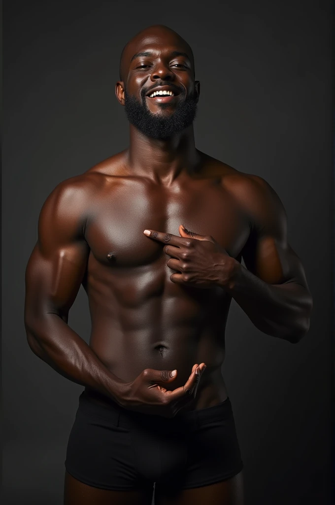 A black man showing his penis 
