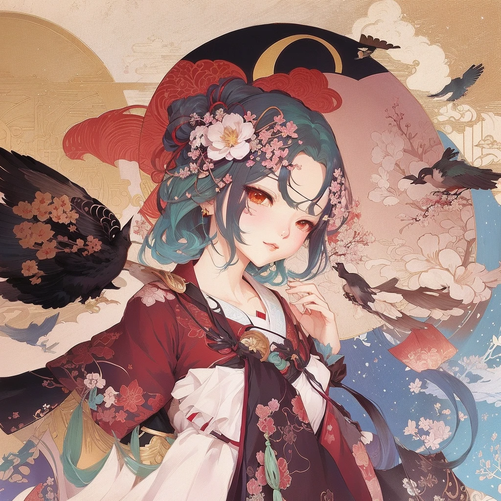 Anime girl with fan and bird in background, Beautiful artwork illustration, Anime fantasy illustration, Anime Graphic Illustration, beautiful Anime artwork, Anime illustration, Korean Art Nouveau Animation, Gweiz-style artwork, Anime artwork, The Detailed Art of the Onmyoji, Anime fantasy artwork, Touhou Project official artwork, In the Ukiyo-e art style
